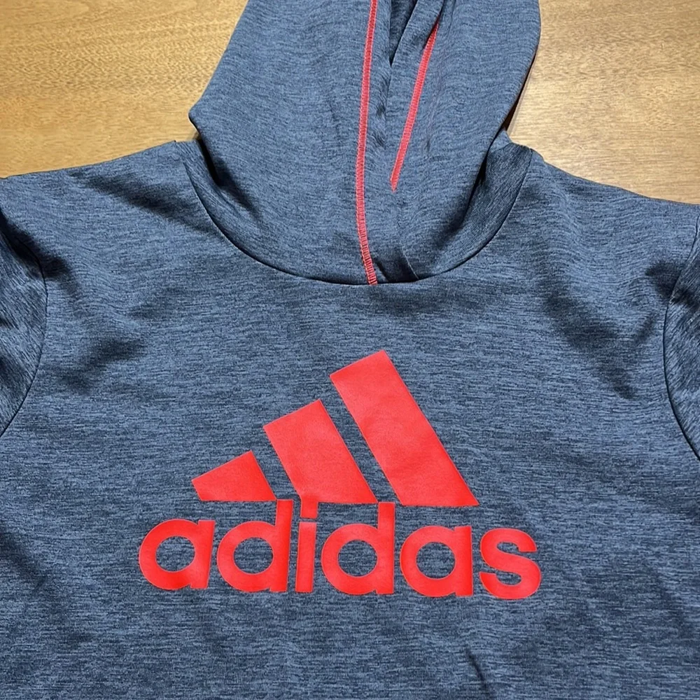 Boys hooded long sleeve dry fit neon orange and charcoal grey shirt. - Picture 2 of 5